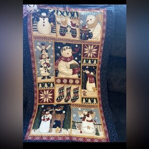 Snowman Holiday Vintage Throw Quit Panel Christmas Decor 26” by 44”